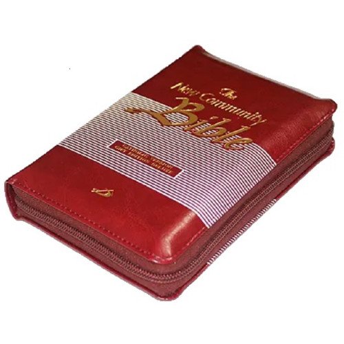 NCB STANDARD WITH ZIP, LEATHER PU, THUMB INDEX, GOLDEN EDGE - RED