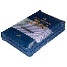 NCB STANDARD WITH ZIP, LEATHER PU, THUMB INDEX, GOLDEN EDGE - BLUE